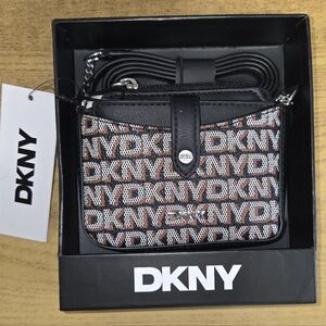 DKNY Black and Brown Logo Crossbody Bag